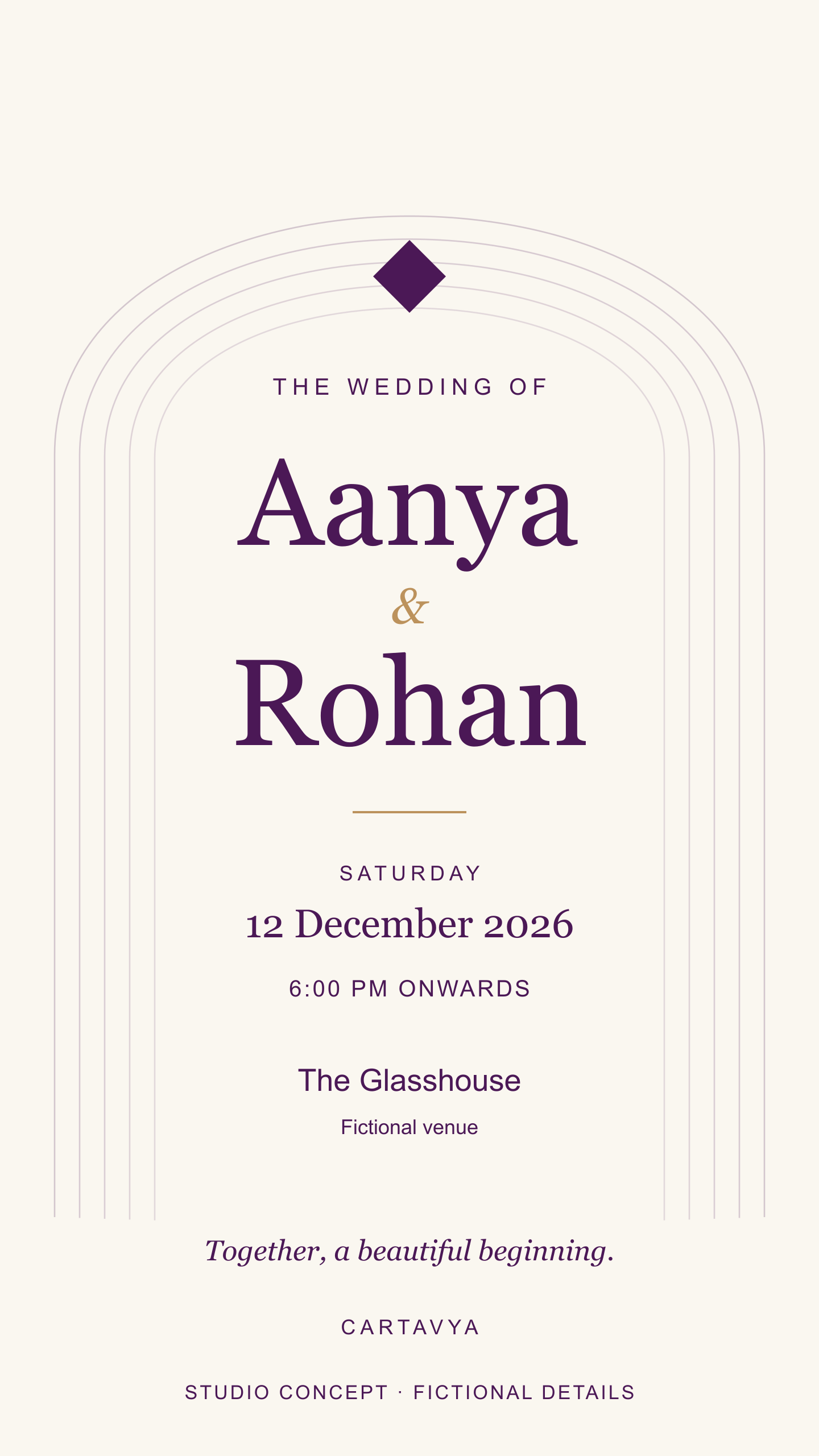 Full original Aanya and Rohan studio concept invitation