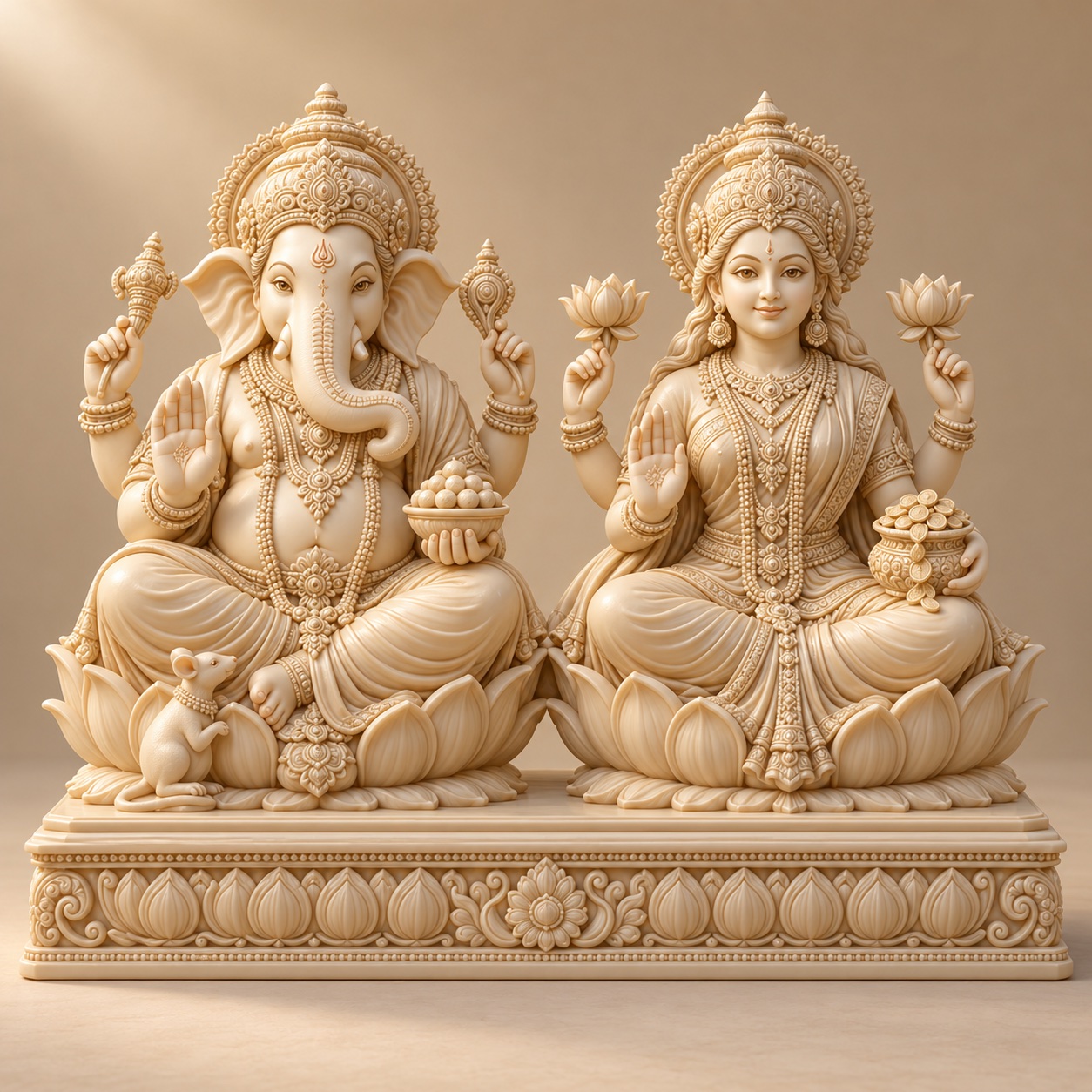 Ganesha–Lakshmi pair 3D concept