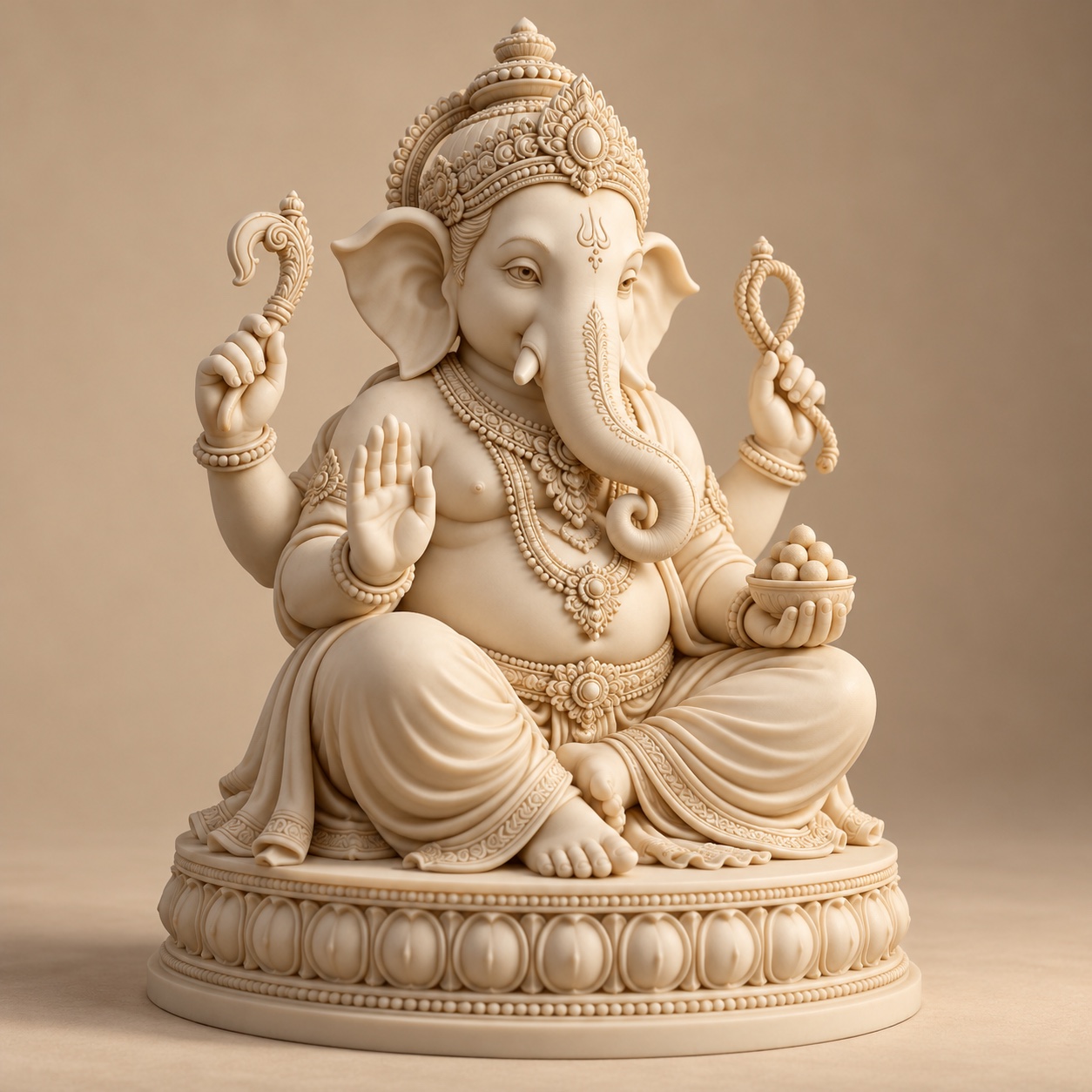 Generated 3D sculpture concept of Ganesha; not a manufactured sample